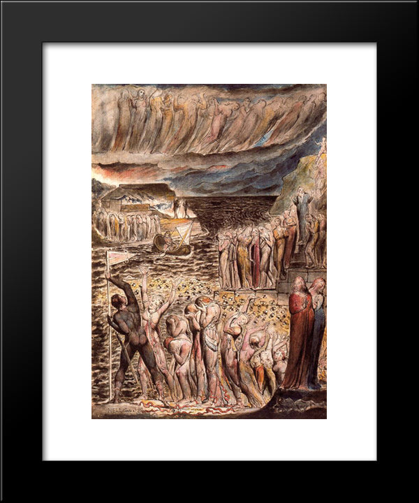 Illustration To Dante'S Divine Comedy, Hell 20x24 Black Modern Wood Framed Art Print Poster by Blake, William