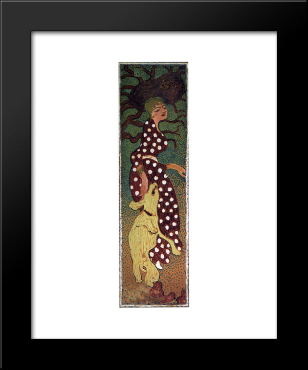Woman In A Polka Dot Dress 20x24 Black Modern Wood Framed Art Print Poster by Bonnard, Pierre