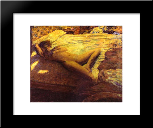 Woman Reclining On A Bed, Or The Indolent Woman 20x24 Black Modern Wood Framed Art Print Poster by Bonnard, Pierre