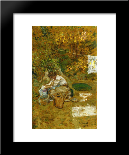 The Washing 20x24 Black Modern Wood Framed Art Print Poster by Bonnard, Pierre