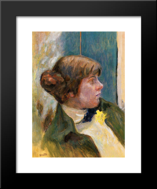 Study For Profile Of A Woman In A Bow Tie 20x24 Black Modern Wood Framed Art Print Poster by Bonnard, Pierre