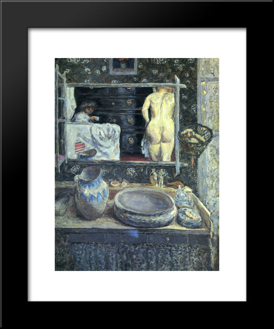 Mirror On The Wash Stand 20x24 Black Modern Wood Framed Art Print Poster by Bonnard, Pierre