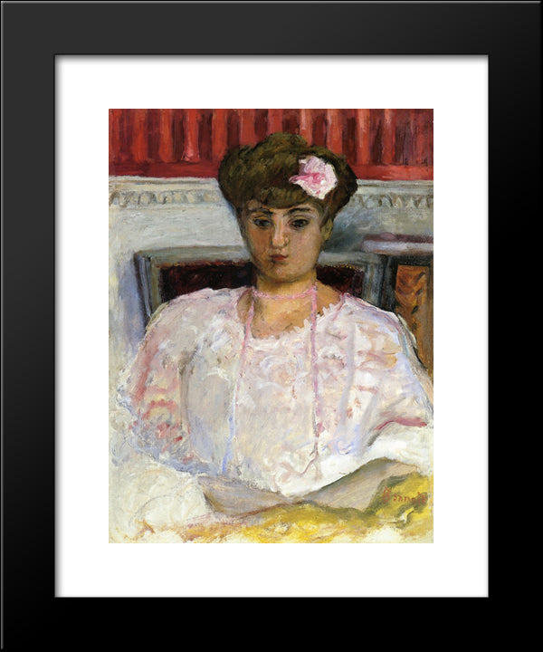 Misia With A Pink Corsage 20x24 Black Modern Wood Framed Art Print Poster by Bonnard, Pierre