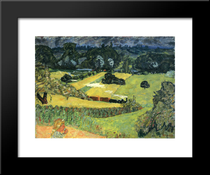 Landscape With Freight Train 20x24 Black Modern Wood Framed Art Print Poster by Bonnard, Pierre