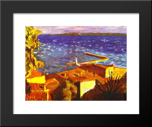 Saint Tropez, Pier 20x24 Black Modern Wood Framed Art Print Poster by Bonnard, Pierre