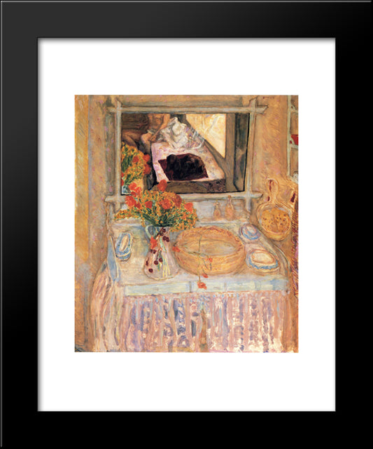 Toilet With A Bouquet Red And Yellow 20x24 Black Modern Wood Framed Art Print Poster by Bonnard, Pierre