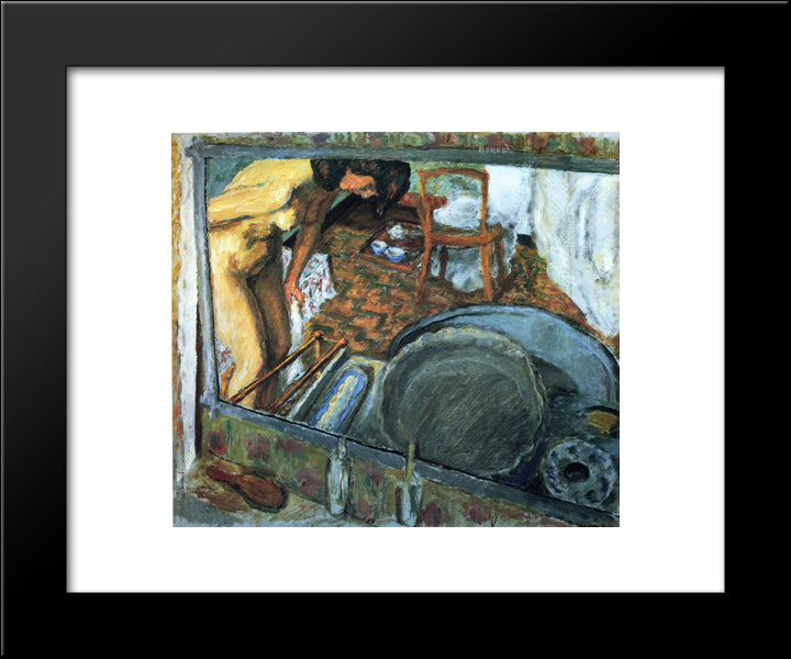 Tub In A Mirror 20x24 Black Modern Wood Framed Art Print Poster by Bonnard, Pierre