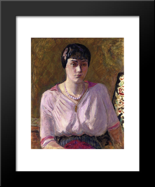 Portrait Of A Girl, Mademoiselle Renee Terrasse 20x24 Black Modern Wood Framed Art Print Poster by Bonnard, Pierre