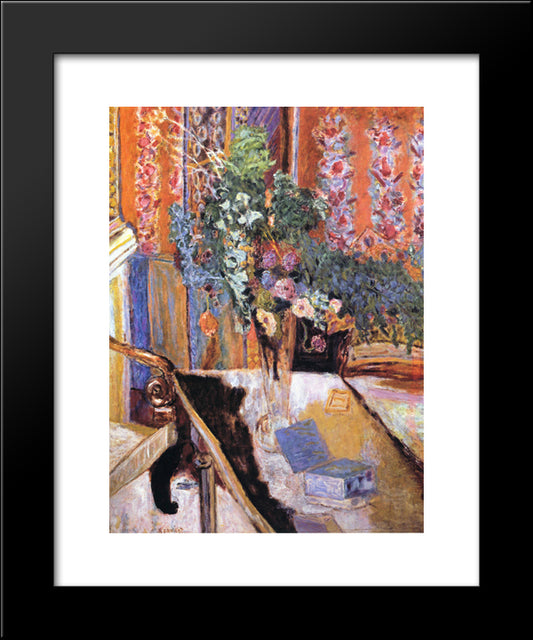 Interior With Flowers 20x24 Black Modern Wood Framed Art Print Poster by Bonnard, Pierre