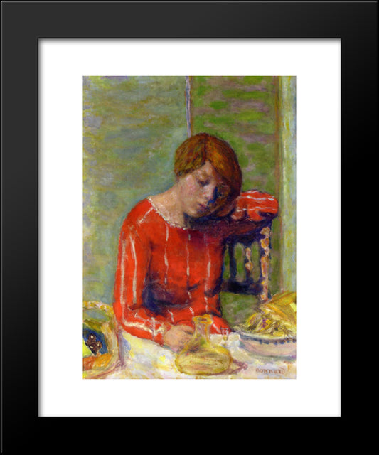 Striped Blouse 20x24 Black Modern Wood Framed Art Print Poster by Bonnard, Pierre