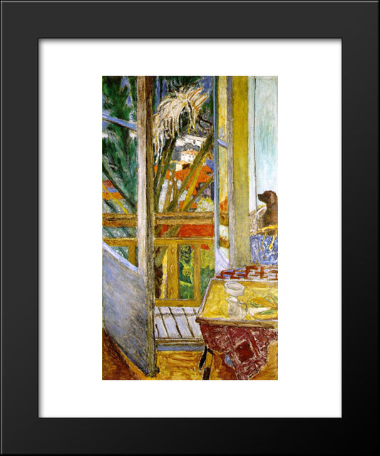 The Door Window With Dog 20x24 Black Modern Wood Framed Art Print Poster by Bonnard, Pierre