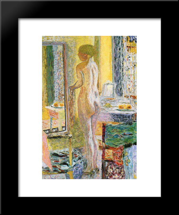 Nude Before A Mirror 20x24 Black Modern Wood Framed Art Print Poster by Bonnard, Pierre