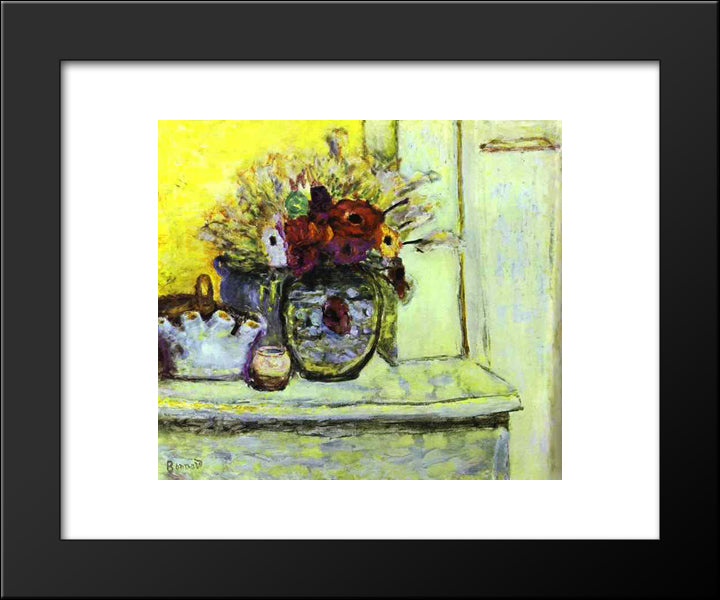 Vase With Anemonies And Empty Vase 20x24 Black Modern Wood Framed Art Print Poster by Bonnard, Pierre