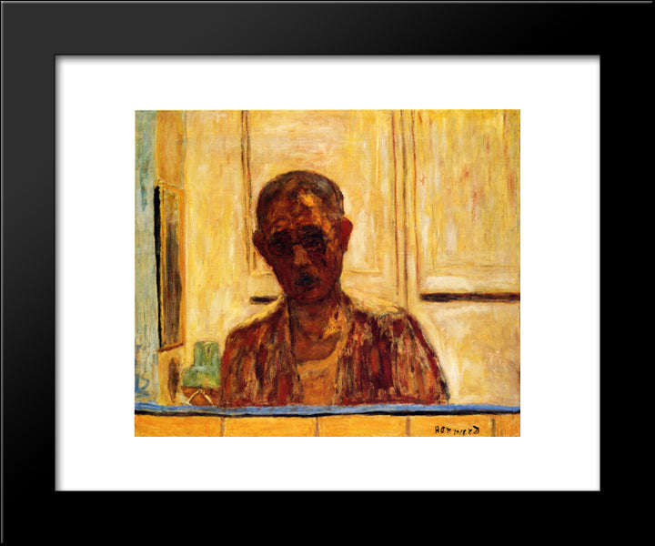 Self Portrait 20x24 Black Modern Wood Framed Art Print Poster by Bonnard, Pierre