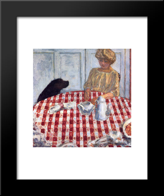 The Red Checkered Tablecloth 20x24 Black Modern Wood Framed Art Print Poster by Bonnard, Pierre