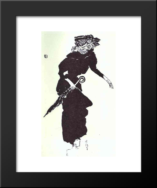 Woman With A Parasol 20x24 Black Modern Wood Framed Art Print Poster by Bonnard, Pierre