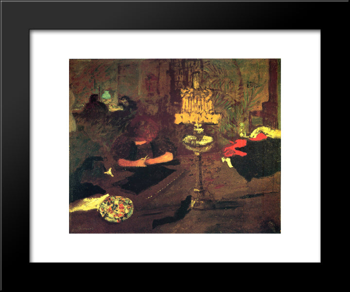 Young Woman Near Lamp 20x24 Black Modern Wood Framed Art Print Poster by Bonnard, Pierre