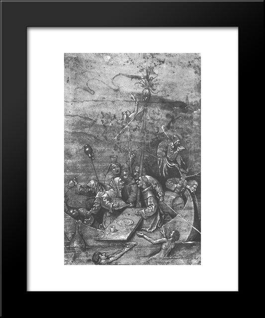 The Ship Of Fools 20x24 Black Modern Wood Framed Art Print Poster by Bosch, Hieronymus