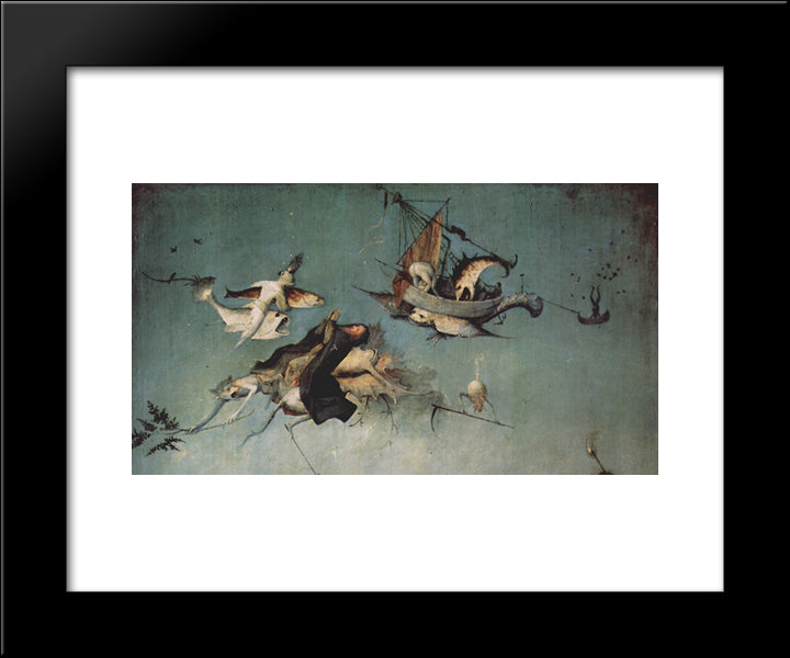 The Temptation Of St. Anthony (Detail) 20x24 Black Modern Wood Framed Art Print Poster by Bosch, Hieronymus