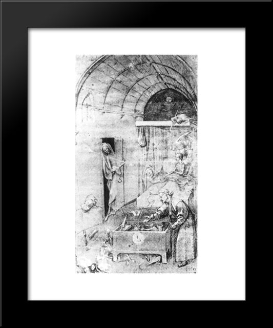 Death And The Miser 20x24 Black Modern Wood Framed Art Print Poster by Bosch, Hieronymus