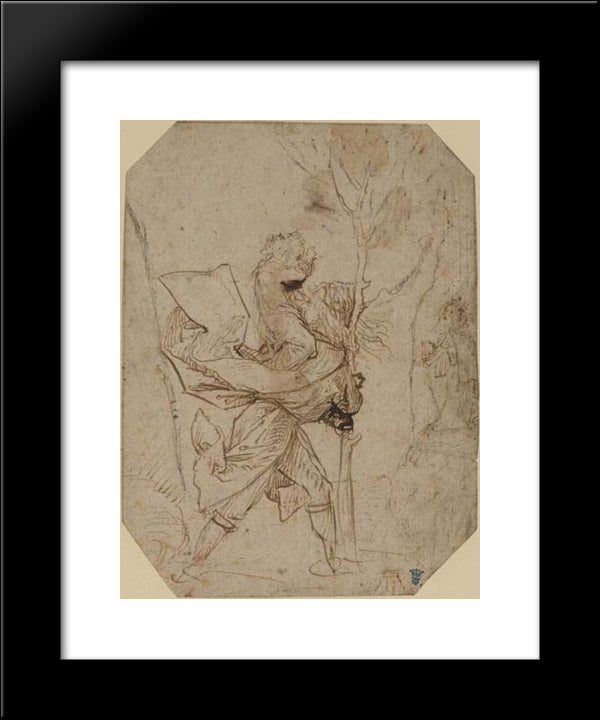 Saint Christopher 20x24 Black Modern Wood Framed Art Print Poster by Bosch, Hieronymus