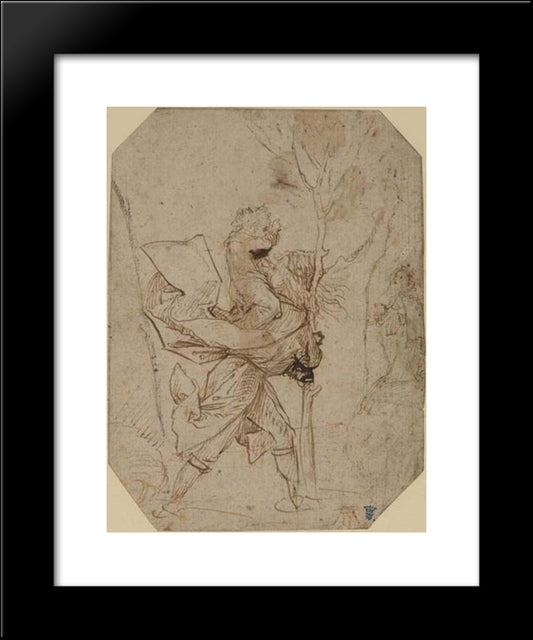 Saint Christopher 20x24 Black Modern Wood Framed Art Print Poster by Bosch, Hieronymus