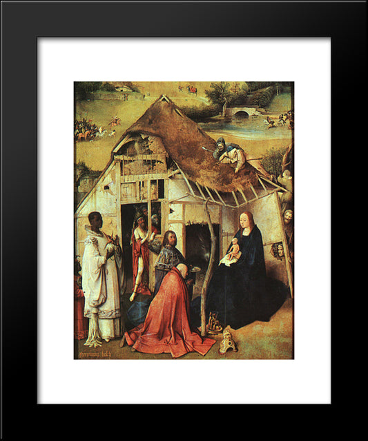 The Adoration Of The Magi (Detail) 20x24 Black Modern Wood Framed Art Print Poster by Bosch, Hieronymus