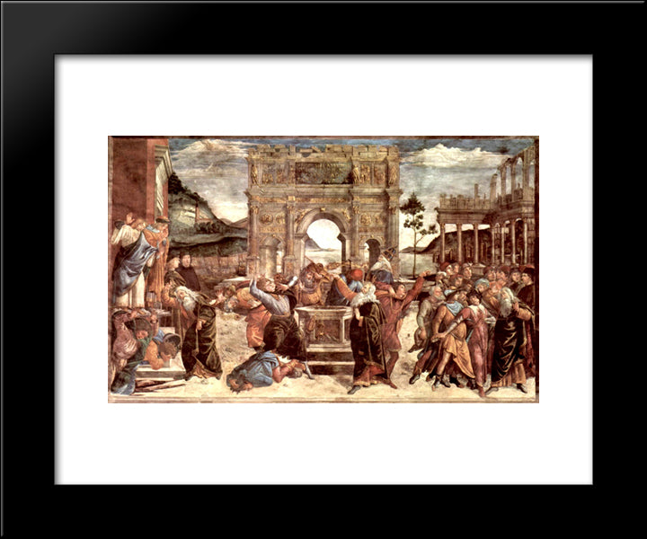 Scene From The Life Of Moses 20x24 Black Modern Wood Framed Art Print Poster by Botticelli, Sandro