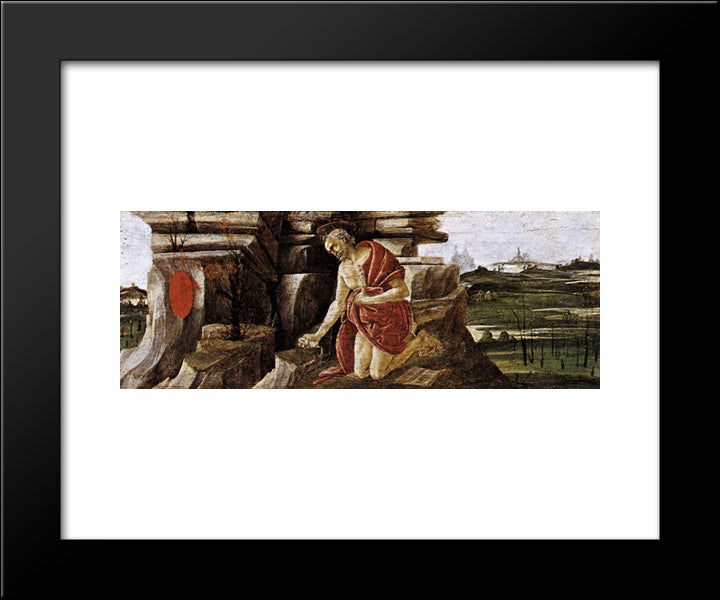 St Jerome In Penitence, Predella Panel From The Altarpiece Of St Mark 20x24 Black Modern Wood Framed Art Print Poster by Botticelli, Sandro