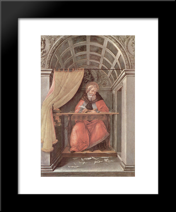 St. Augustine In His Cell 20x24 Black Modern Wood Framed Art Print Poster by Botticelli, Sandro