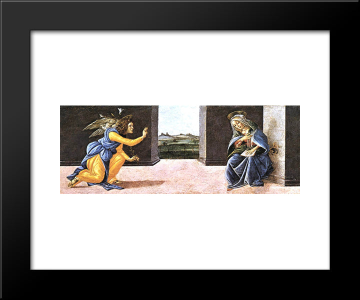 The Annunciation, Predella Panel From The Altarpiece Of St Mark 20x24 Black Modern Wood Framed Art Print Poster by Botticelli, Sandro