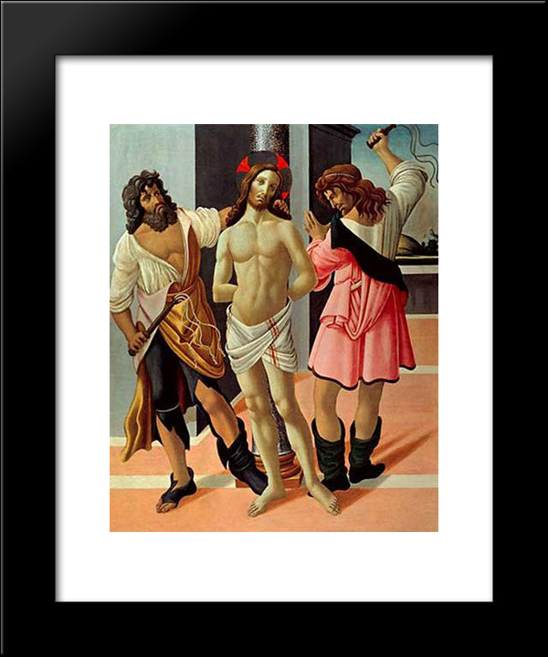 The Flagellation 20x24 Black Modern Wood Framed Art Print Poster by Botticelli, Sandro