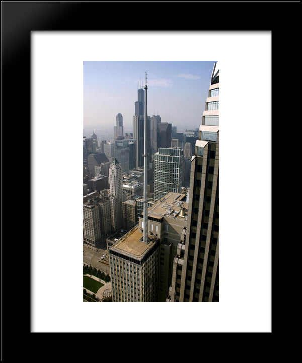 Chicago Loop Rooftops 20x24 Black Modern Wood Framed Art Print Poster