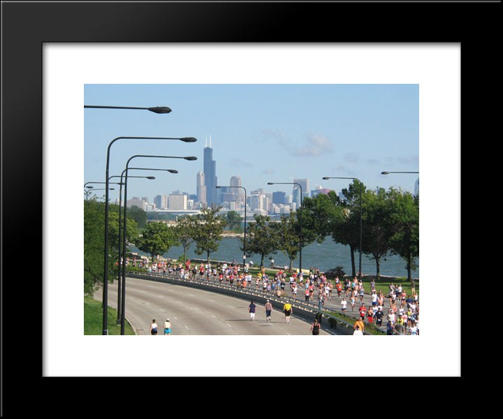 Chicago Marathon 20x24 Black Modern Wood Framed Art Print Poster