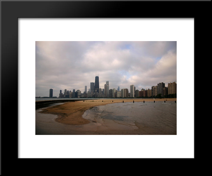 Chicago North Beach 20x24 Black Modern Wood Framed Art Print Poster