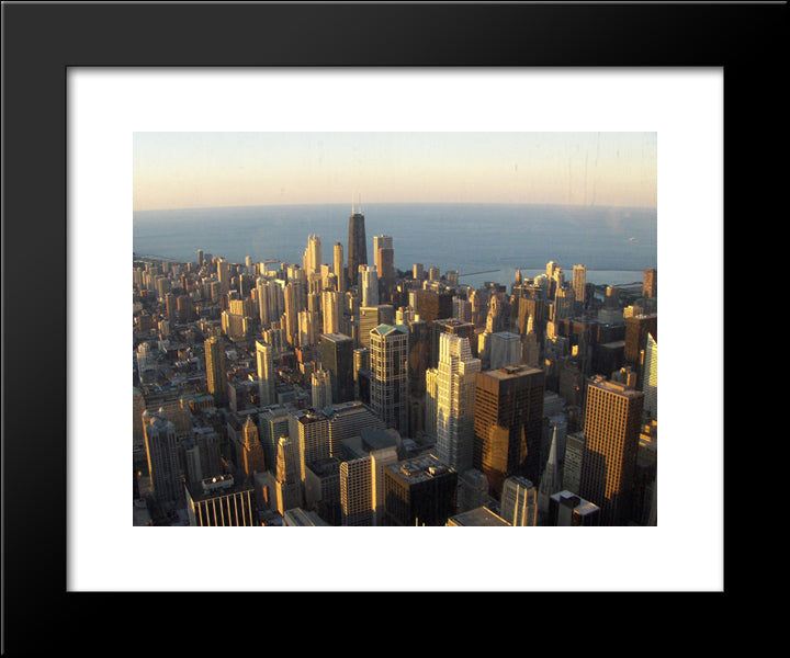 Chicago Rooftops 20x24 Black Modern Wood Framed Art Print Poster