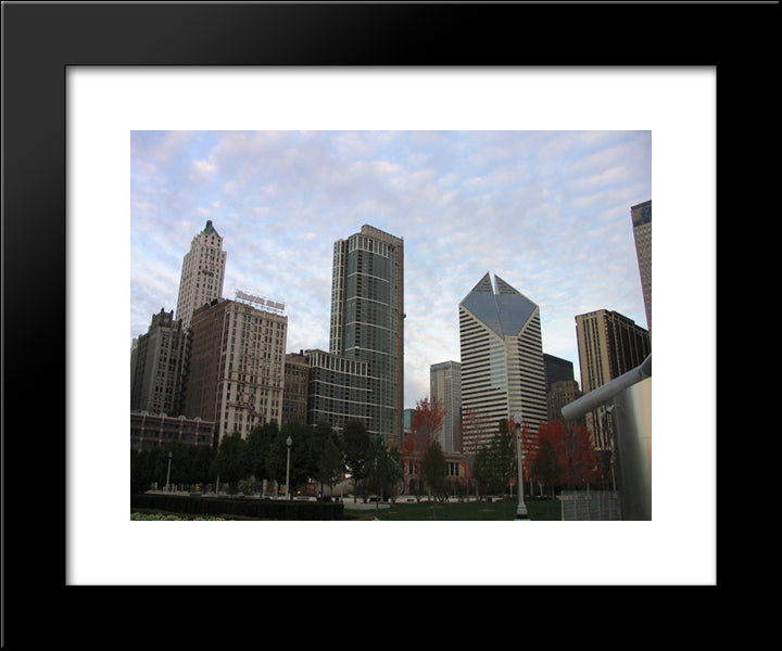Chicago Skyline 20x24 Black Modern Wood Framed Art Print Poster