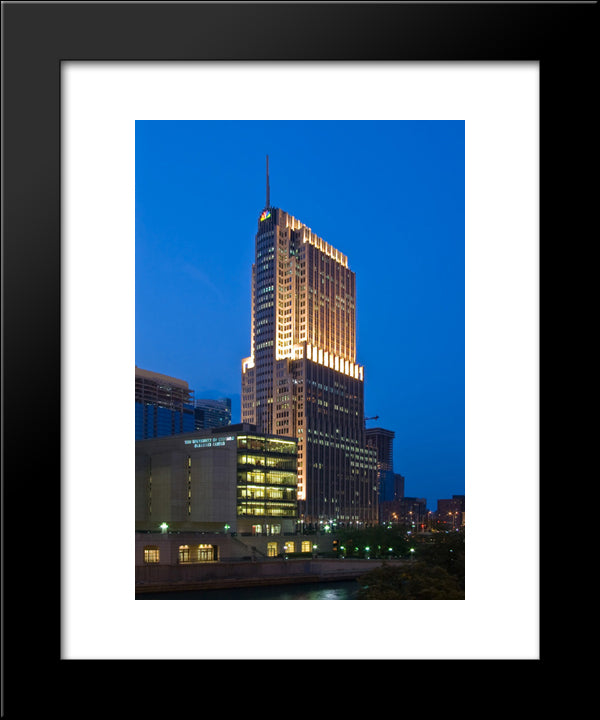 Nbc Tower In Chicago 20x24 Black Modern Wood Framed Art Print Poster