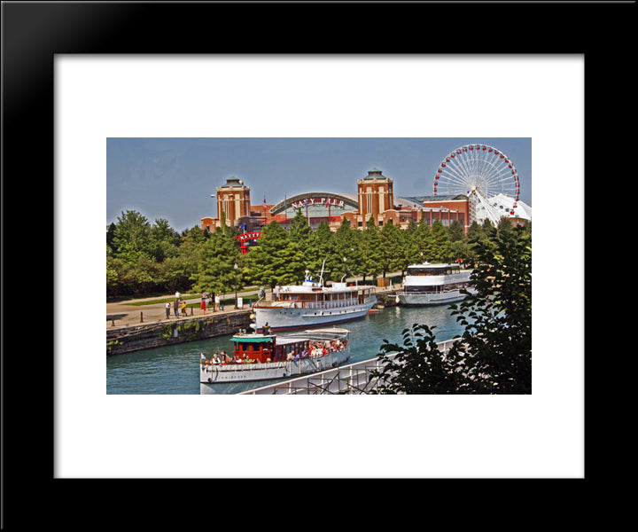 Chicago Navy Pier 20x24 Black Modern Wood Framed Art Print Poster