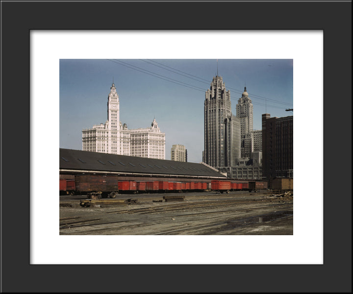 Illinois Central Railroad Chicago 1943 20x24 Black Modern Wood Framed Art Print Poster