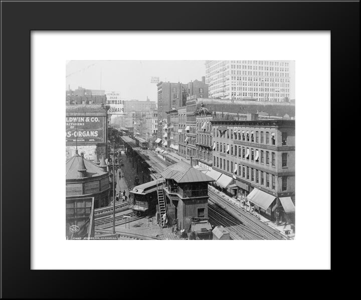 Chicago Wabash Ave 1907 20x24 Black Modern Wood Framed Art Print Poster