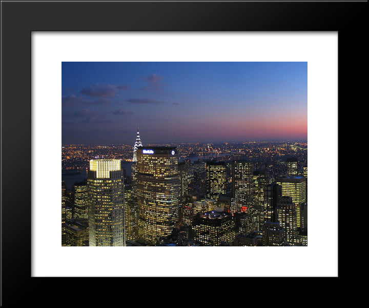New York City Panoramic Skyline (Left) 20x24 Black Modern Wood Framed Art Print Poster