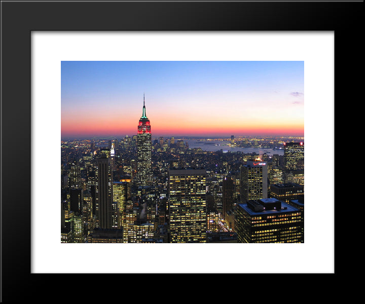 New York City Panoramic Skyline (Center) 20x24 Black Modern Wood Framed Art Print Poster
