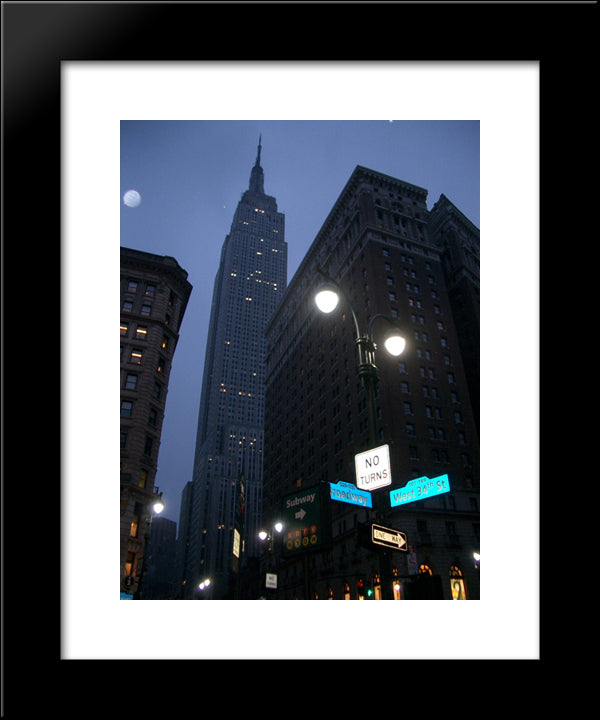 New York City Empire State Building 20x24 Black Modern Wood Framed Art Print Poster
