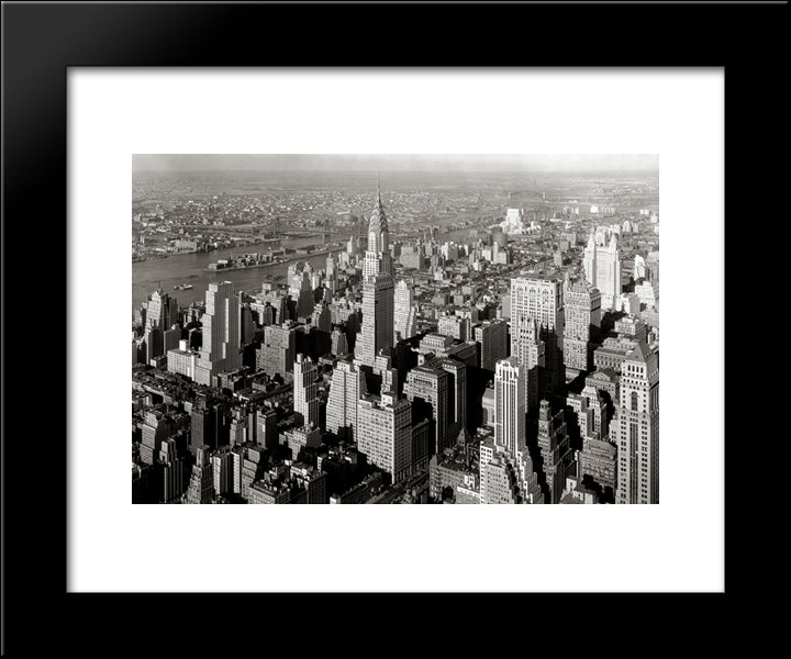 New York City Manhattan Skyline - 1932 20x24 Black Modern Wood Framed Art Print Poster