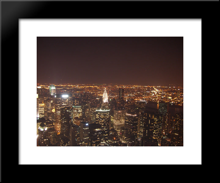 New York City At Night 20x24 Black Modern Wood Framed Art Print Poster