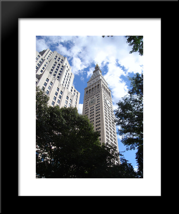 New York City Met Life Tower 20x24 Black Modern Wood Framed Art Print Poster