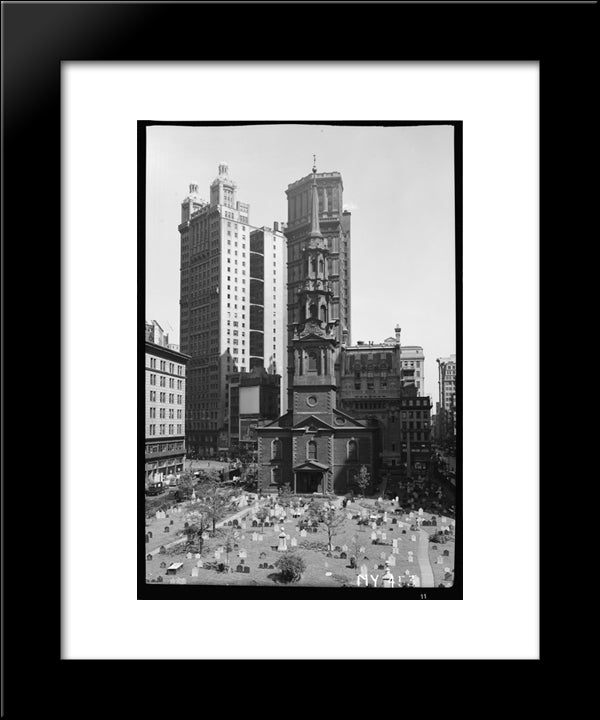New York City St. Paul'S Chapel - 1937 20x24 Black Modern Wood Framed Art Print Poster