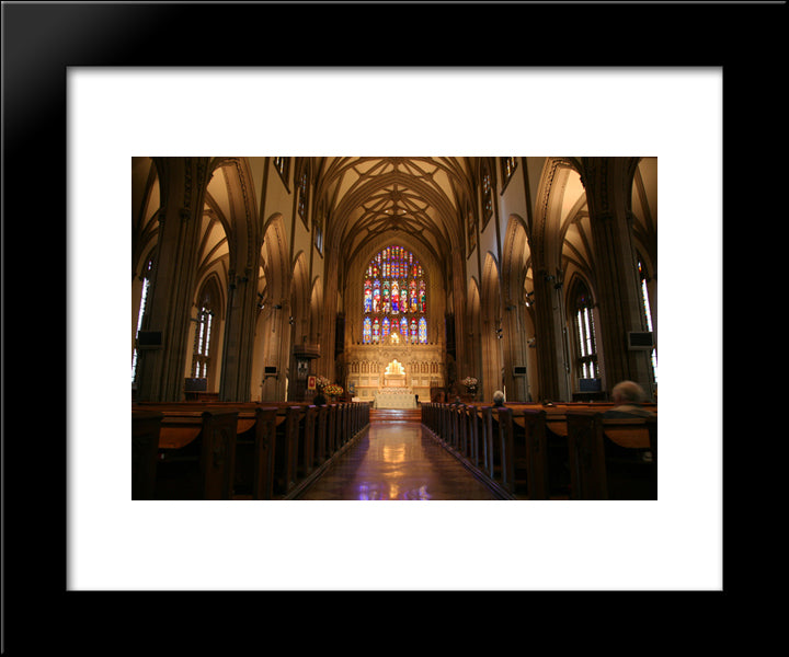 New York City Trinity Church Interior 20x24 Black Modern Wood Framed Art Print Poster
