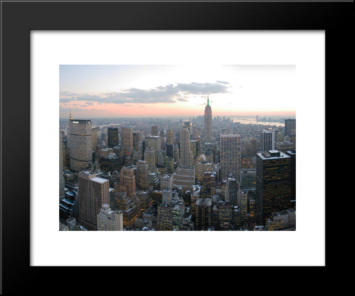 New York City Skyline 20x24 Black Modern Wood Framed Art Print Poster